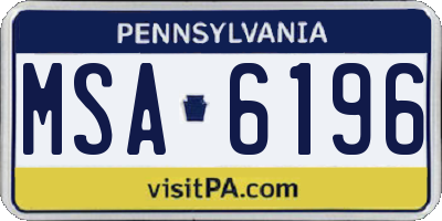 PA license plate MSA6196
