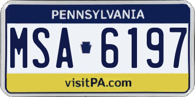 PA license plate MSA6197