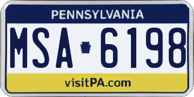PA license plate MSA6198