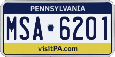 PA license plate MSA6201