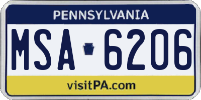 PA license plate MSA6206