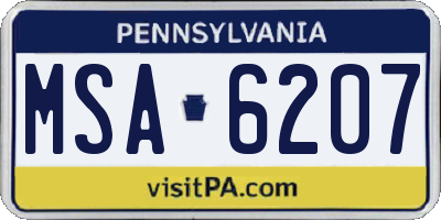 PA license plate MSA6207