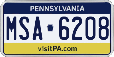 PA license plate MSA6208