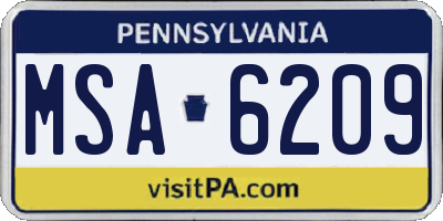 PA license plate MSA6209