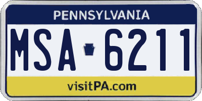 PA license plate MSA6211