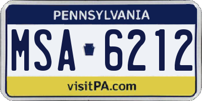PA license plate MSA6212