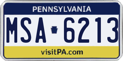 PA license plate MSA6213