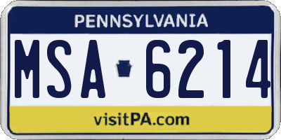 PA license plate MSA6214