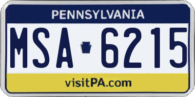 PA license plate MSA6215
