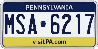PA license plate MSA6217
