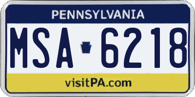 PA license plate MSA6218