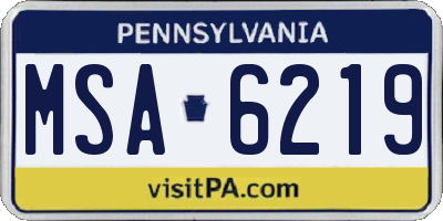 PA license plate MSA6219
