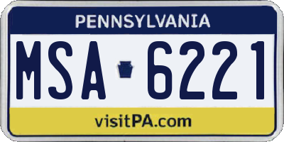 PA license plate MSA6221