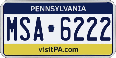 PA license plate MSA6222