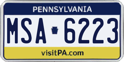 PA license plate MSA6223