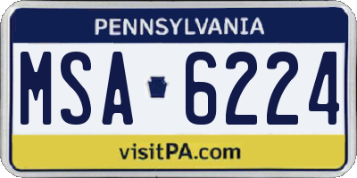 PA license plate MSA6224