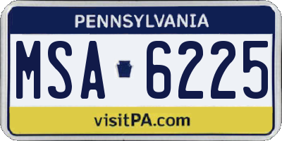 PA license plate MSA6225