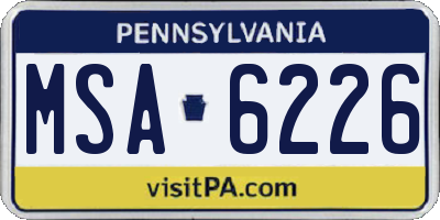 PA license plate MSA6226