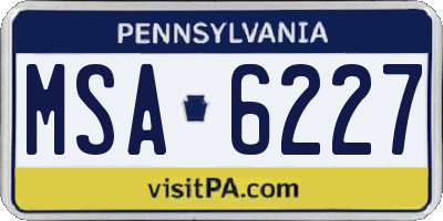 PA license plate MSA6227