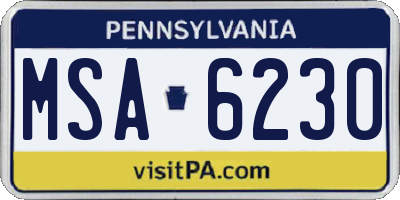PA license plate MSA6230