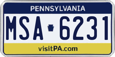 PA license plate MSA6231