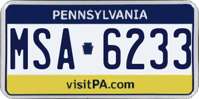 PA license plate MSA6233