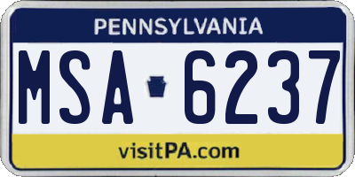 PA license plate MSA6237