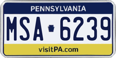 PA license plate MSA6239