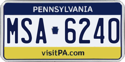 PA license plate MSA6240