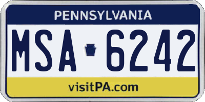 PA license plate MSA6242