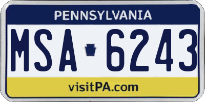 PA license plate MSA6243
