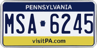 PA license plate MSA6245