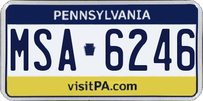 PA license plate MSA6246