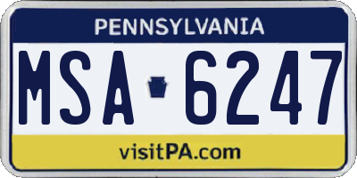 PA license plate MSA6247
