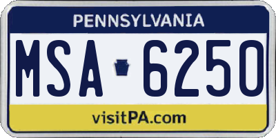 PA license plate MSA6250