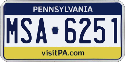 PA license plate MSA6251