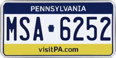 PA license plate MSA6252