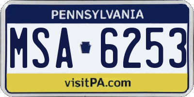 PA license plate MSA6253