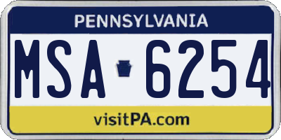 PA license plate MSA6254