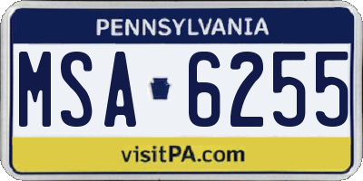 PA license plate MSA6255