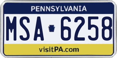 PA license plate MSA6258