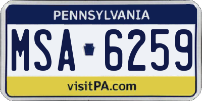 PA license plate MSA6259