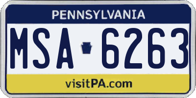 PA license plate MSA6263