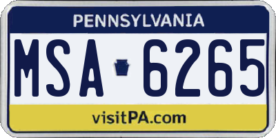 PA license plate MSA6265