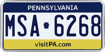 PA license plate MSA6268