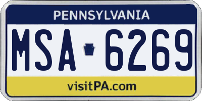 PA license plate MSA6269
