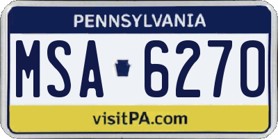 PA license plate MSA6270