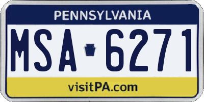 PA license plate MSA6271