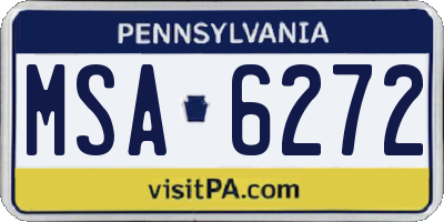 PA license plate MSA6272