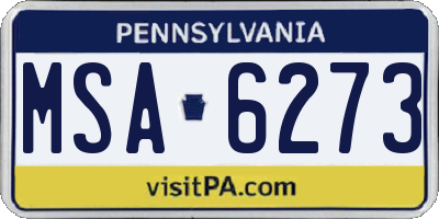 PA license plate MSA6273